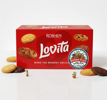 کوکی کلاسیک لاویتا روشن (Roshen Lovita) - کارتن ۱۸ عددی (میکس ۳ طعم: شکلاتی، شکلات تلخ و بادام زمینی)