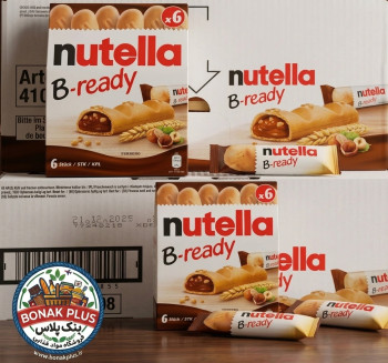 بیسکوییت مغز شکلاتی بی‌ردی نوتلا (Nutella B-ready) بسته ۶ عددی ۱۳۲ گرم – باکس ۱۶ عددی